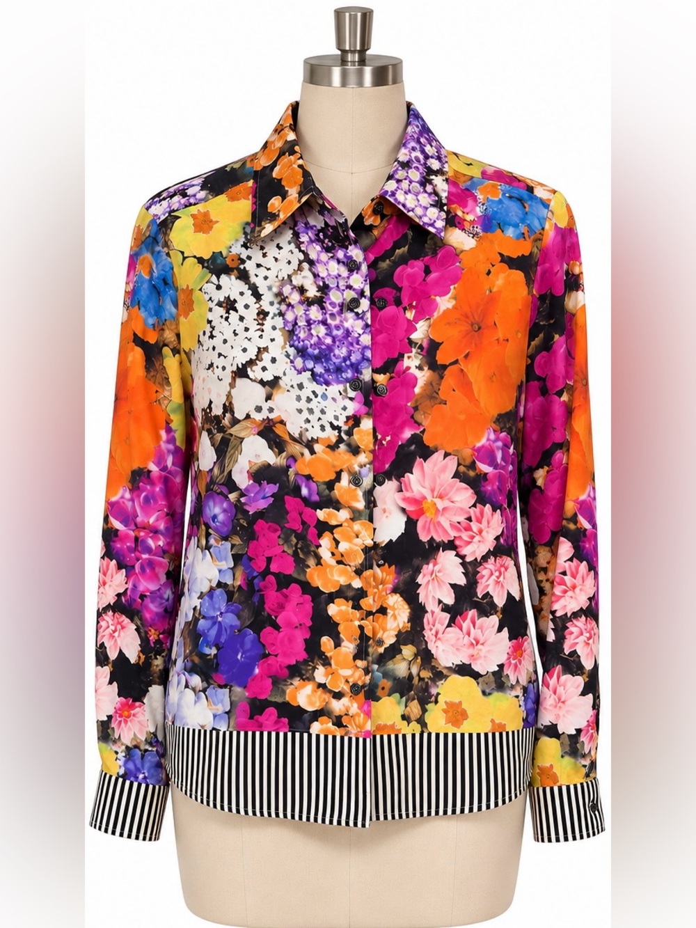 ETRO Silk Floral Print Button Up Shirt Size 42 Like New